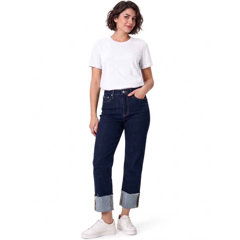 Pilcro Straight Leg Jeans Womens 26 Dark Wash High Rise Raw Cuff Denim